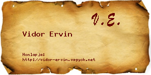 Vidor Ervin névjegykártya