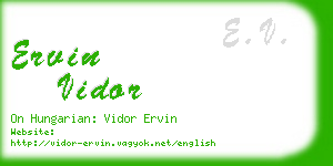 ervin vidor business card